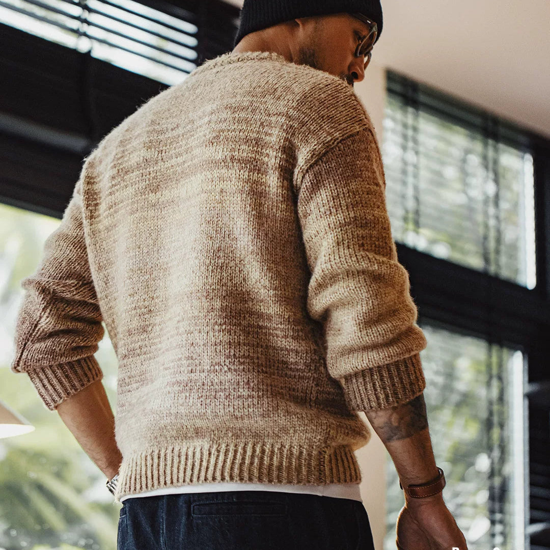 Gradient Stripe Knit Crewneck Sweater V1069