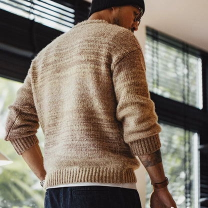 Gradient Stripe Knit Crewneck Sweater V1069