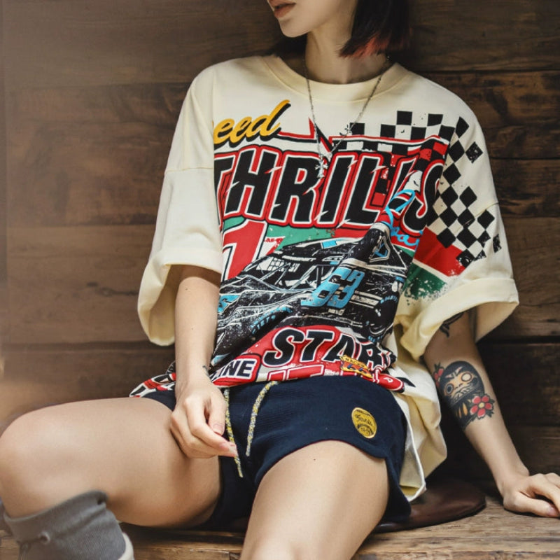 Retro Racer Oversized Tee V0628