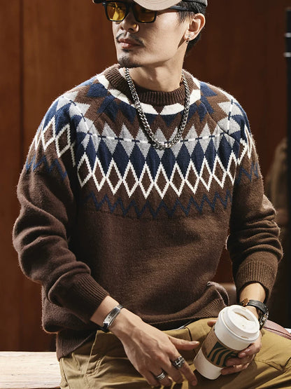 Retro Heavyweight Knit Sweater V1073