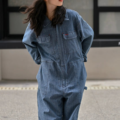 Retro Stretch Denim Jumpsuit V0620
