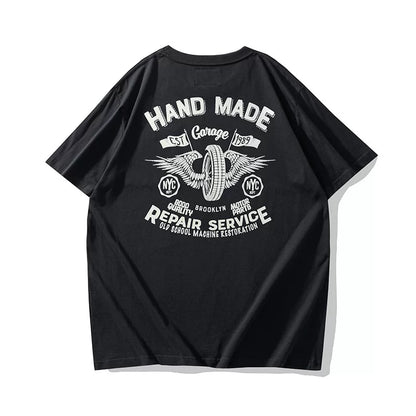 Retro Biker Crew-Neck T-Shirt V0994