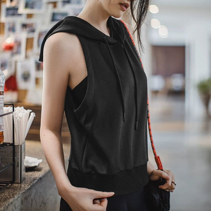 Sleeveless Casual Hoodie Vest V0651