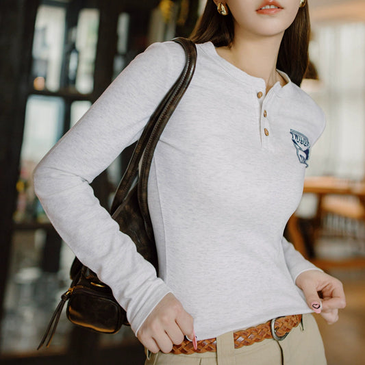 Retro Soft Henley Shirt V0632