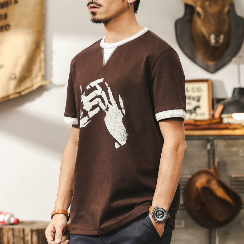 American Retro Fake Two-Piece Tee V0574