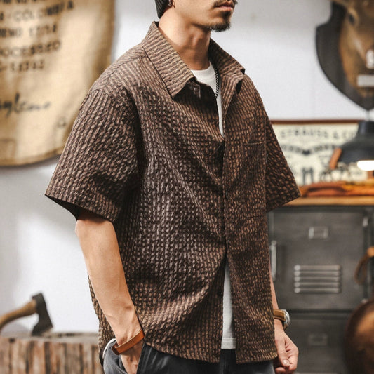 Retro Plaid Short-Sleeve Shirt V0690
