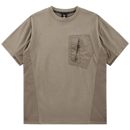 Splicing pocket short sleeve Tee V0588
