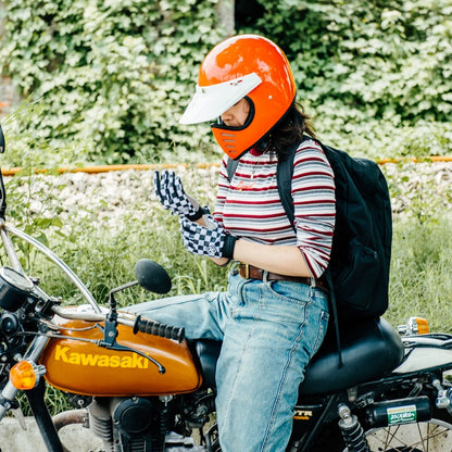 Checkerboard Motorcycle Riding Gloves V0560