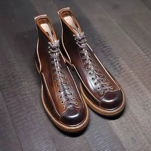 High-Top Microfiber Leather Work Boots V0958