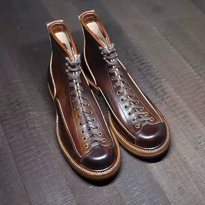 High-Top Microfiber Leather Work Boots V0958