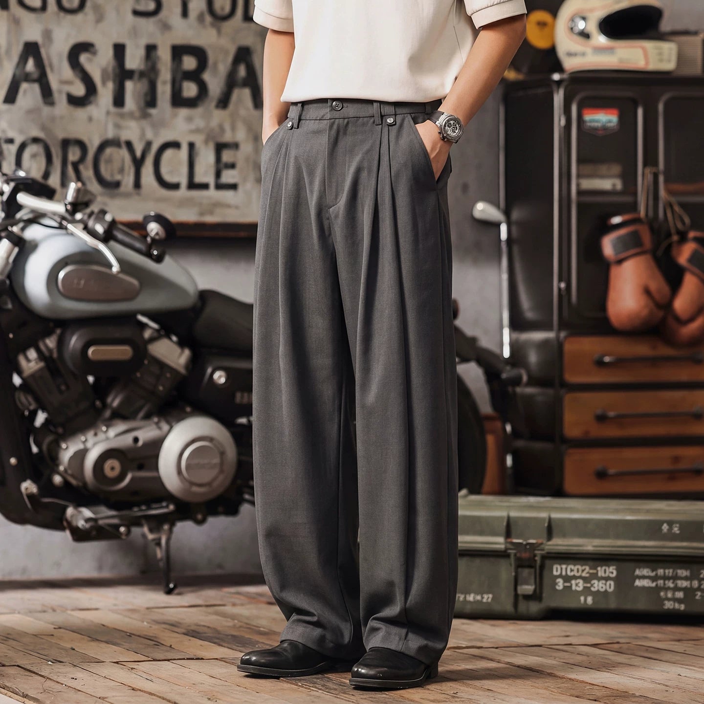 Retro wide-leg pants V0967