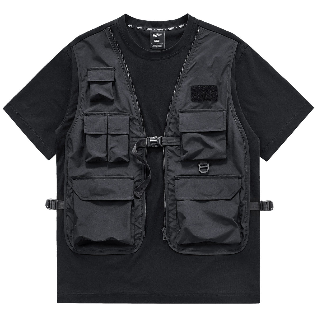 Fake Layers Multi-Pocket Work Tee V0596