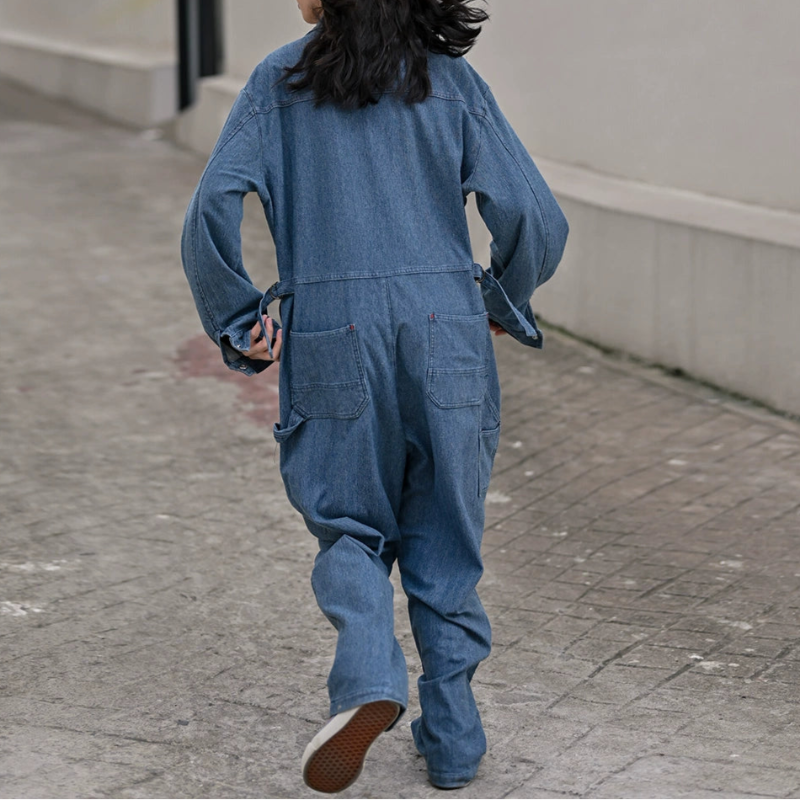 Retro Stretch Denim Jumpsuit V0620