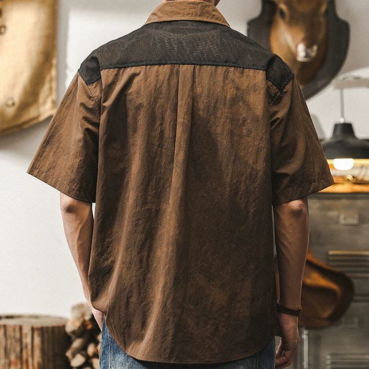 Retro Two-tone Work Shirt V0693