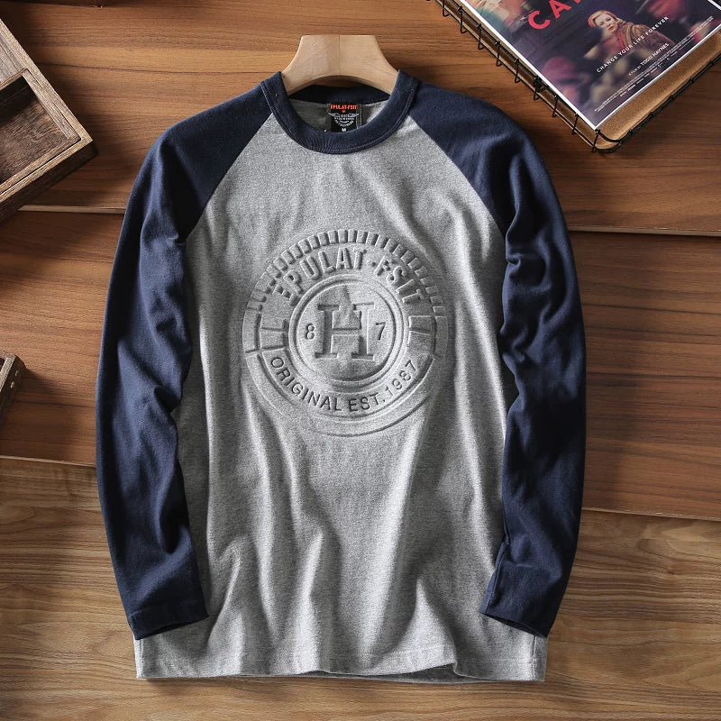 Embroidered Color Block T-Shirt V0934
