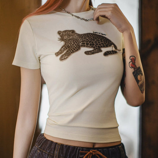 Vintage  Animal motif Summer Tee V0634