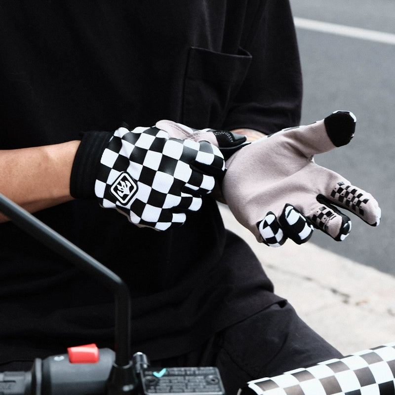 Checkerboard Motorcycle Riding Gloves V0560