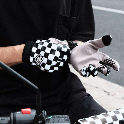 Checkerboard Motorcycle Riding Gloves V0560