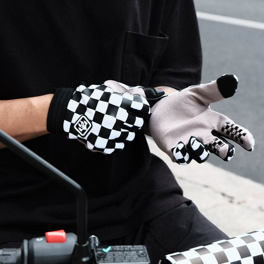 Checkerboard Motorcycle Riding Gloves V0560