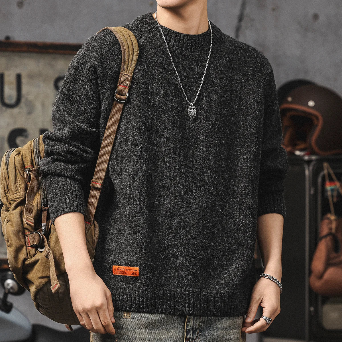 Heritage Chunky Knit Crewneck Sweater TypeA V1070
