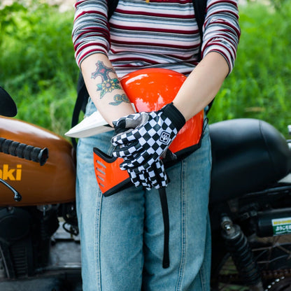 Checkerboard Motorcycle Riding Gloves V0560