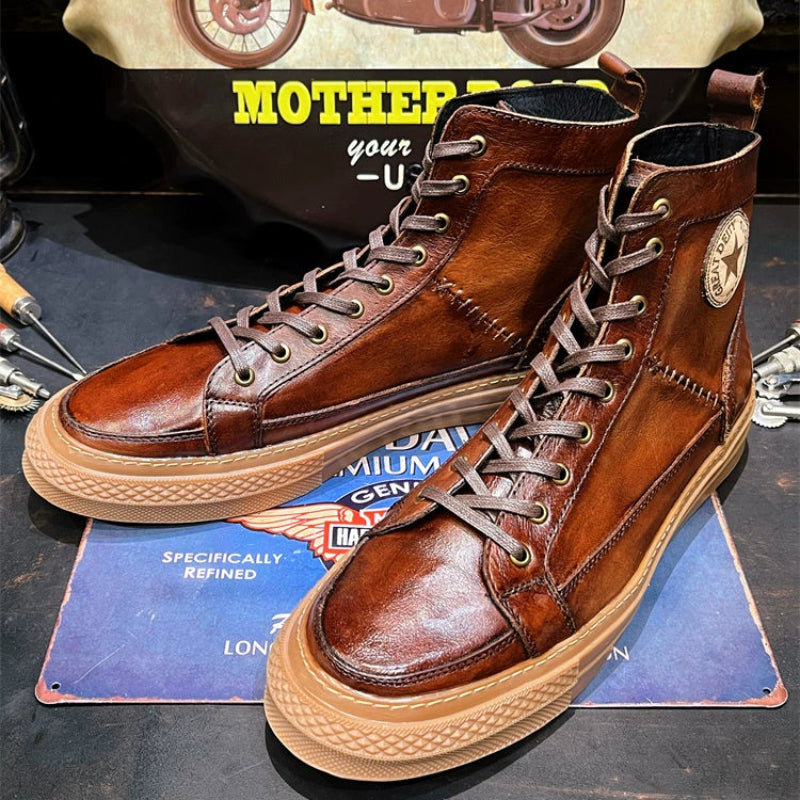 Vintage American Cowhide Biker Boots V0626