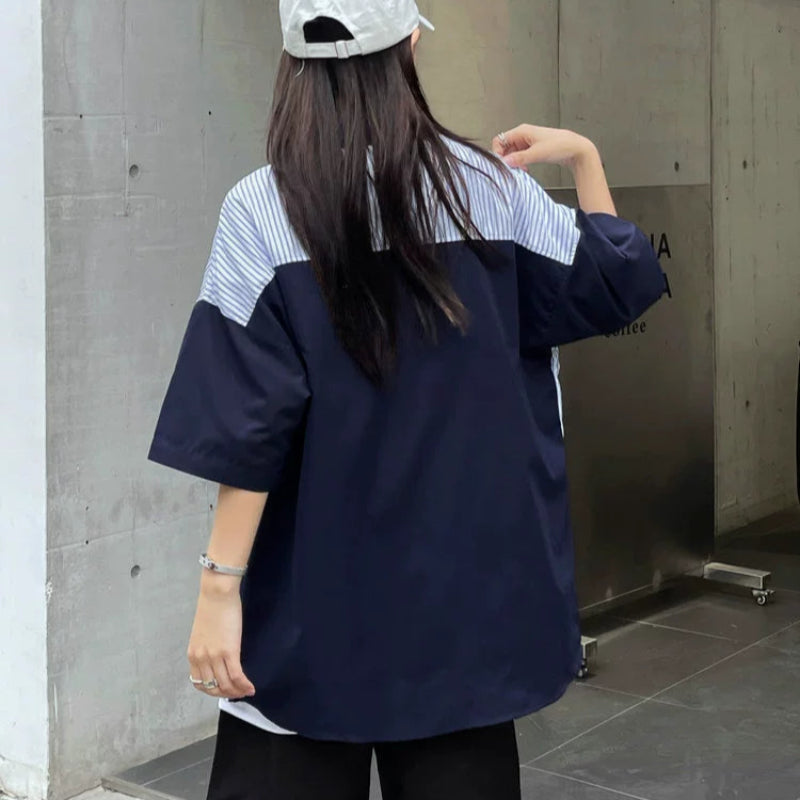 Oversized Striped Shirt V0656