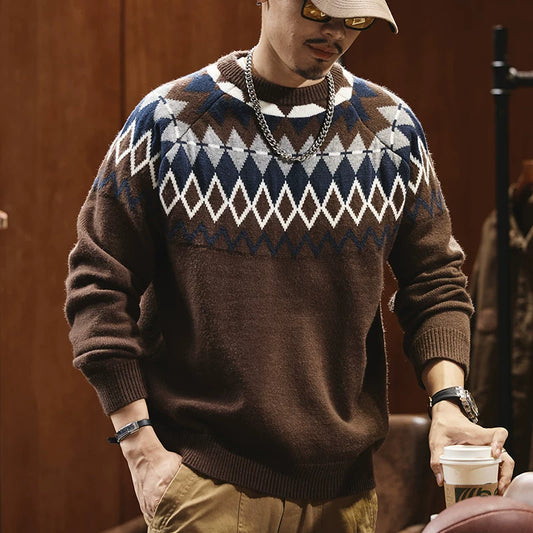Retro Heavyweight Knit Sweater V1073