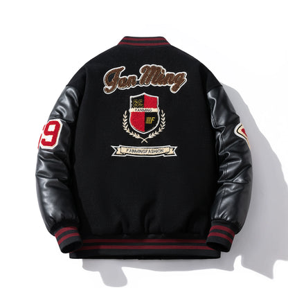 Retro Color-Block Baseball Jacket V0841