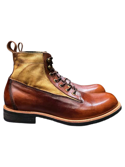 Retro Leather High-Top Boots V0863