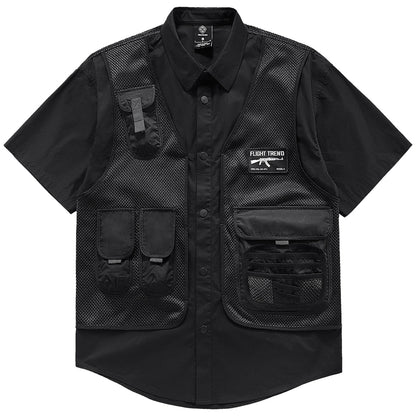 Multi-Pocket Work Vest Shirt V0612