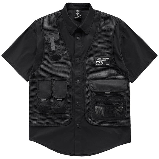 Multi-Pocket Work Vest Shirt V0612