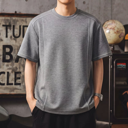 Casual Stitch Round Neck T-Shirt V0966