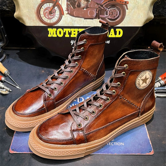 Vintage American Cowhide Biker Boots V0626