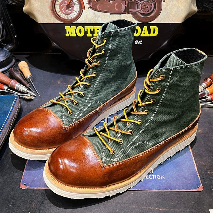 Retro Leather Biker Boots V0803