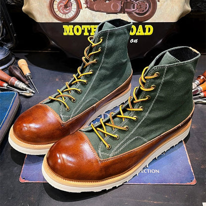 Retro Leather Biker Boots V0803