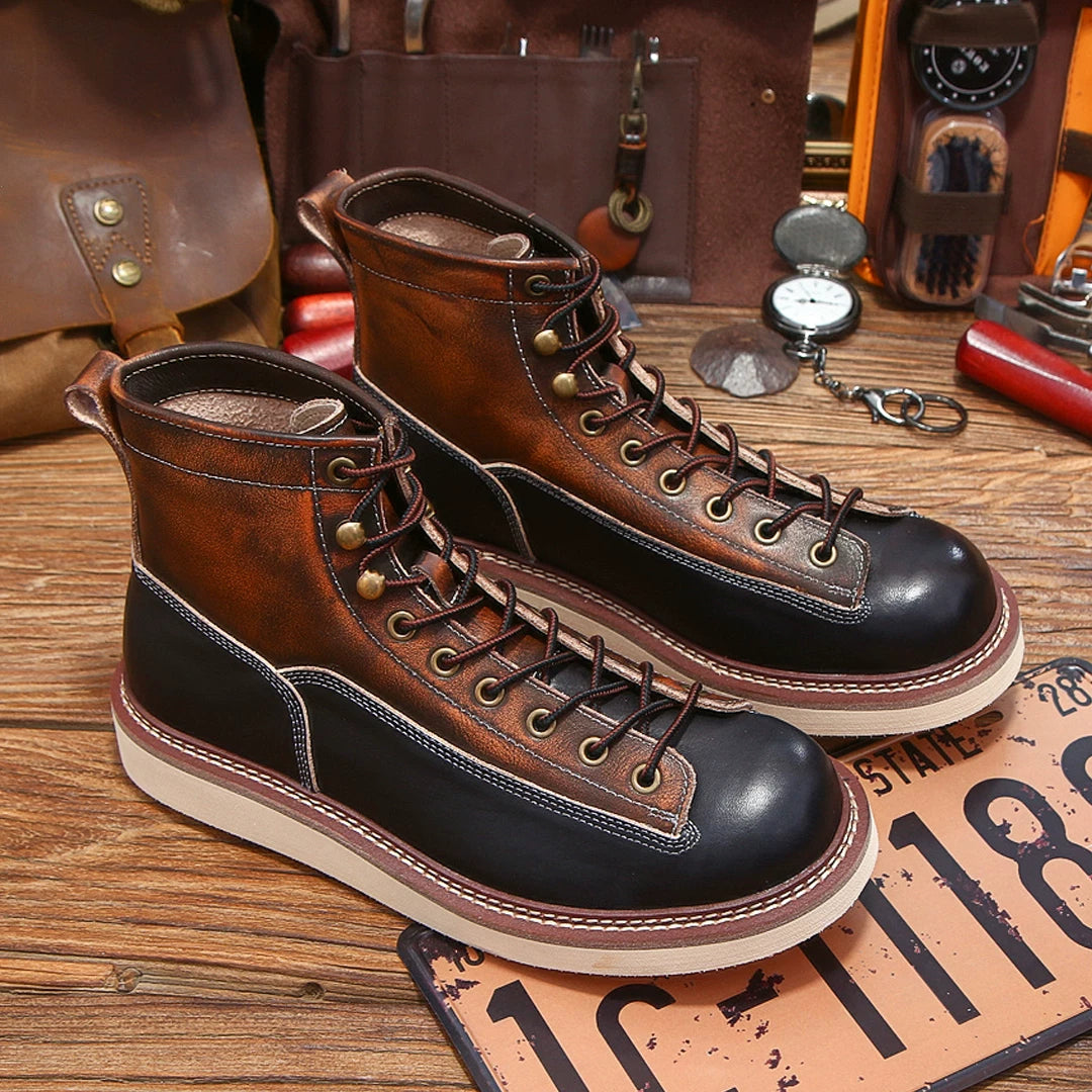 Two-Tone Moc Toe Boot V1037