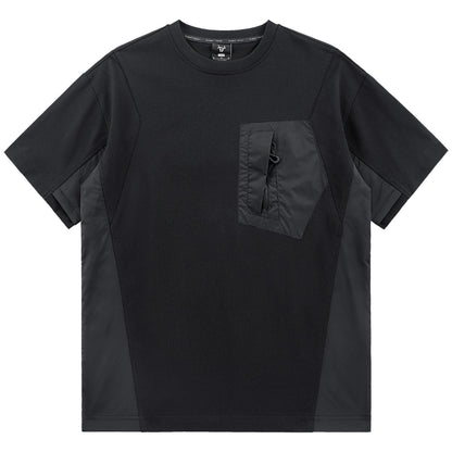 Splicing pocket short sleeve Tee V0588