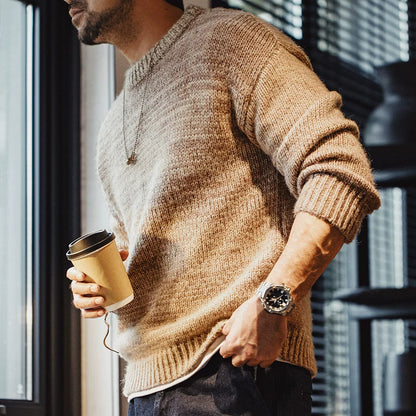 Gradient Stripe Knit Crewneck Sweater V1069