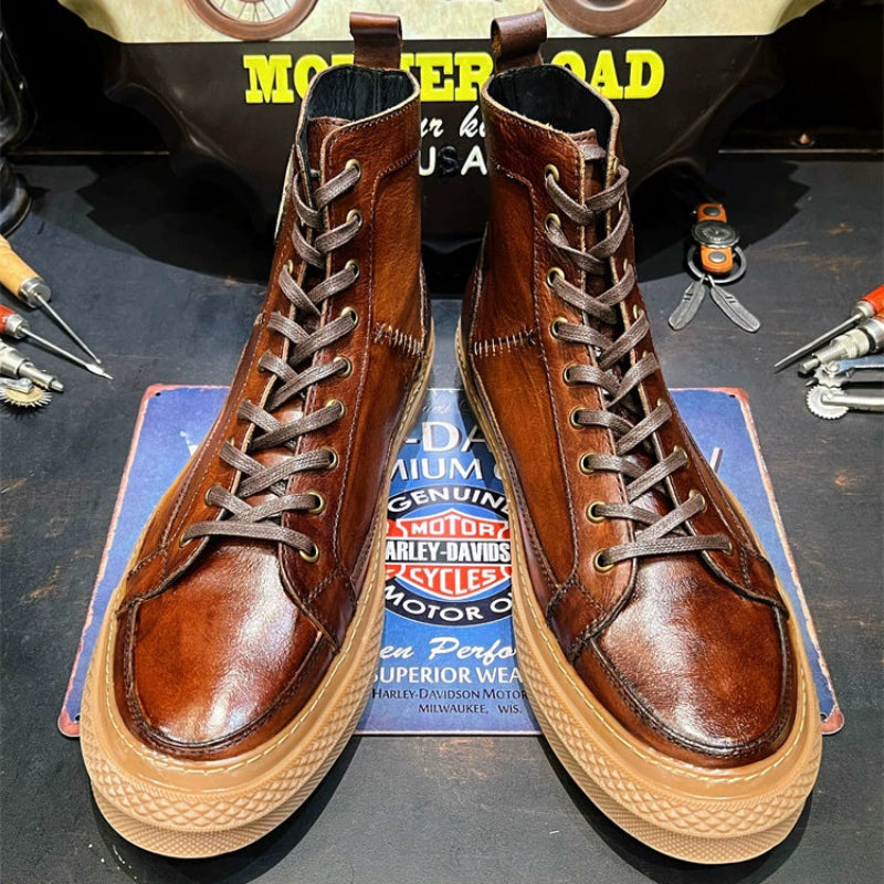 Vintage American Cowhide Biker Boots V0626