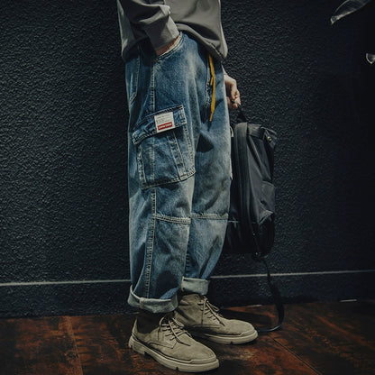 Retro Multi-Pocket Loose Jeans V0767
