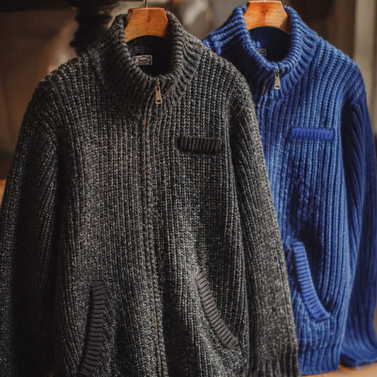 Thick High-Neck Knit Cardigan V1066