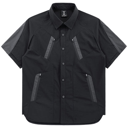 Deconstructed Color-Block Casual Shirt V0589