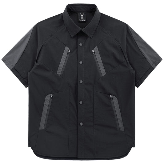 Deconstructed Color-Block Casual Shirt V0589