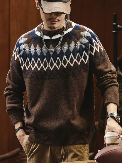 Retro Heavyweight Knit Sweater V1073