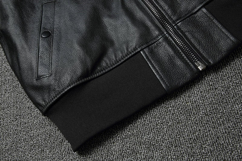 Cowhide Embroidered Motorcycle Jacket V0824