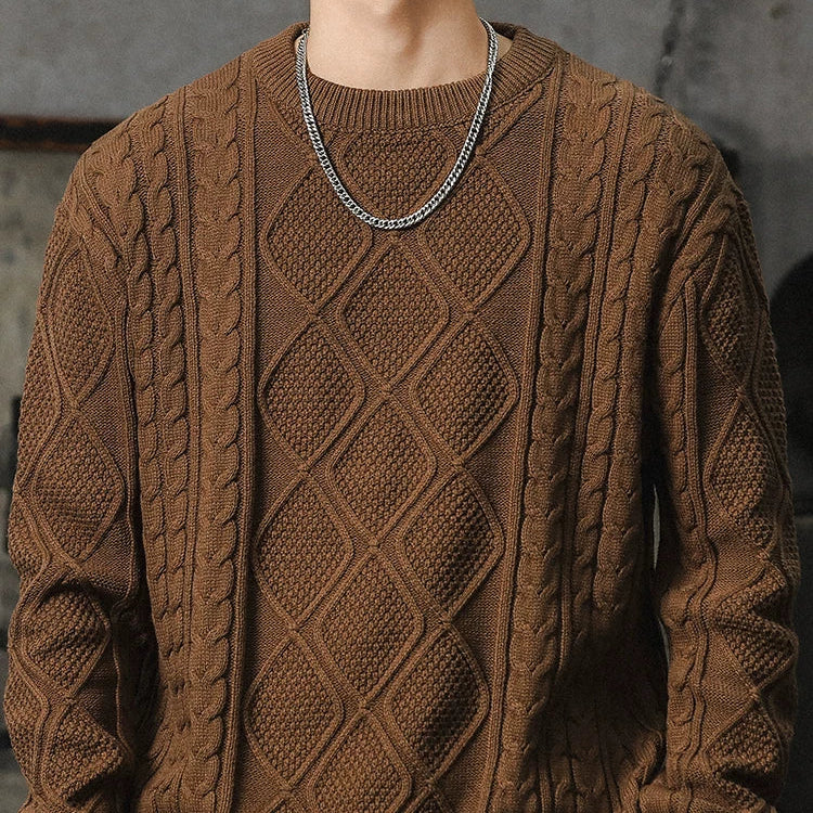 American Chunky Cable-Knit Sweater V1067