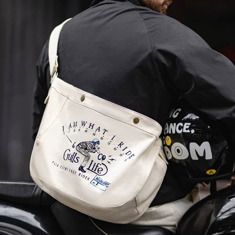 Retro Biker Canvas Tote Bag V0988