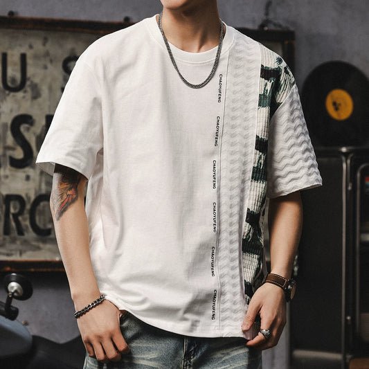 Urban Spliced Cotton T-Shirt V0975