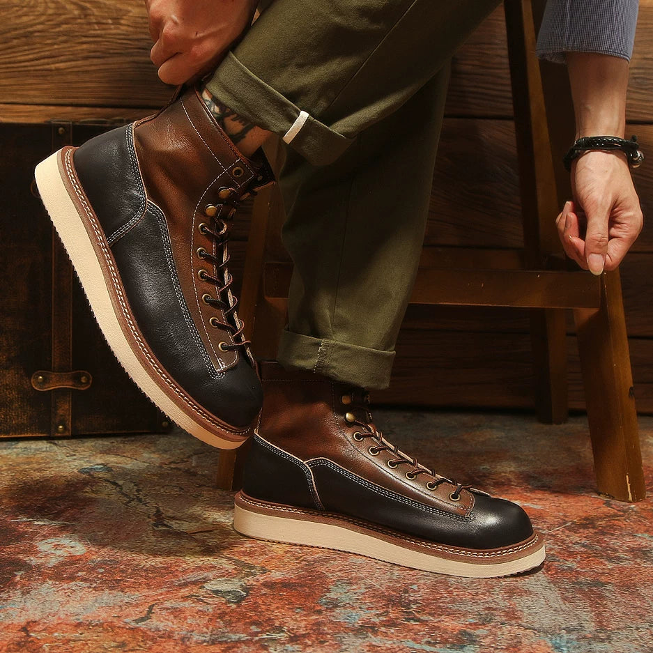 Two-Tone Moc Toe Boot V1037